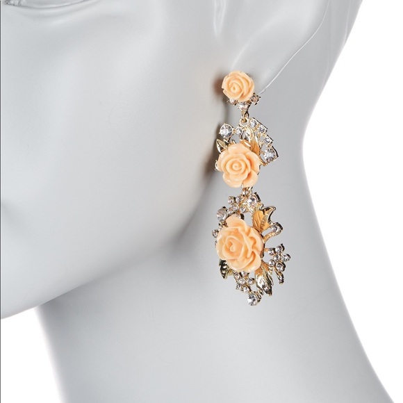 Amrita Singh Austrian Crystal Floral Drop Earrings - Picture 3 of 5